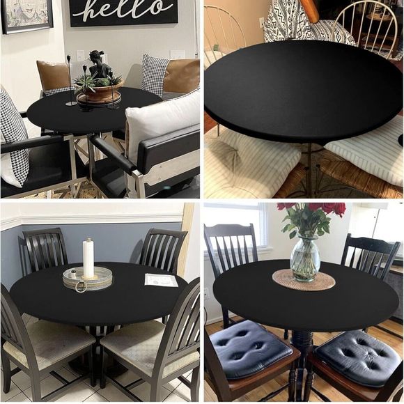 4 Pack Fitted Table Cover Round Tables Black Spandex Elastic Fits 40''- 44'' - Picture 7 of 7